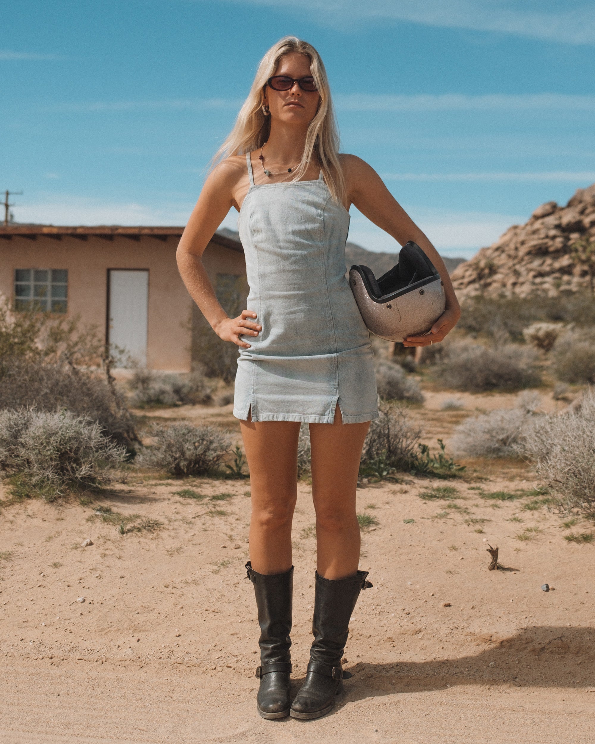 Jade Saltwashed Denim Dress - Blue Mist