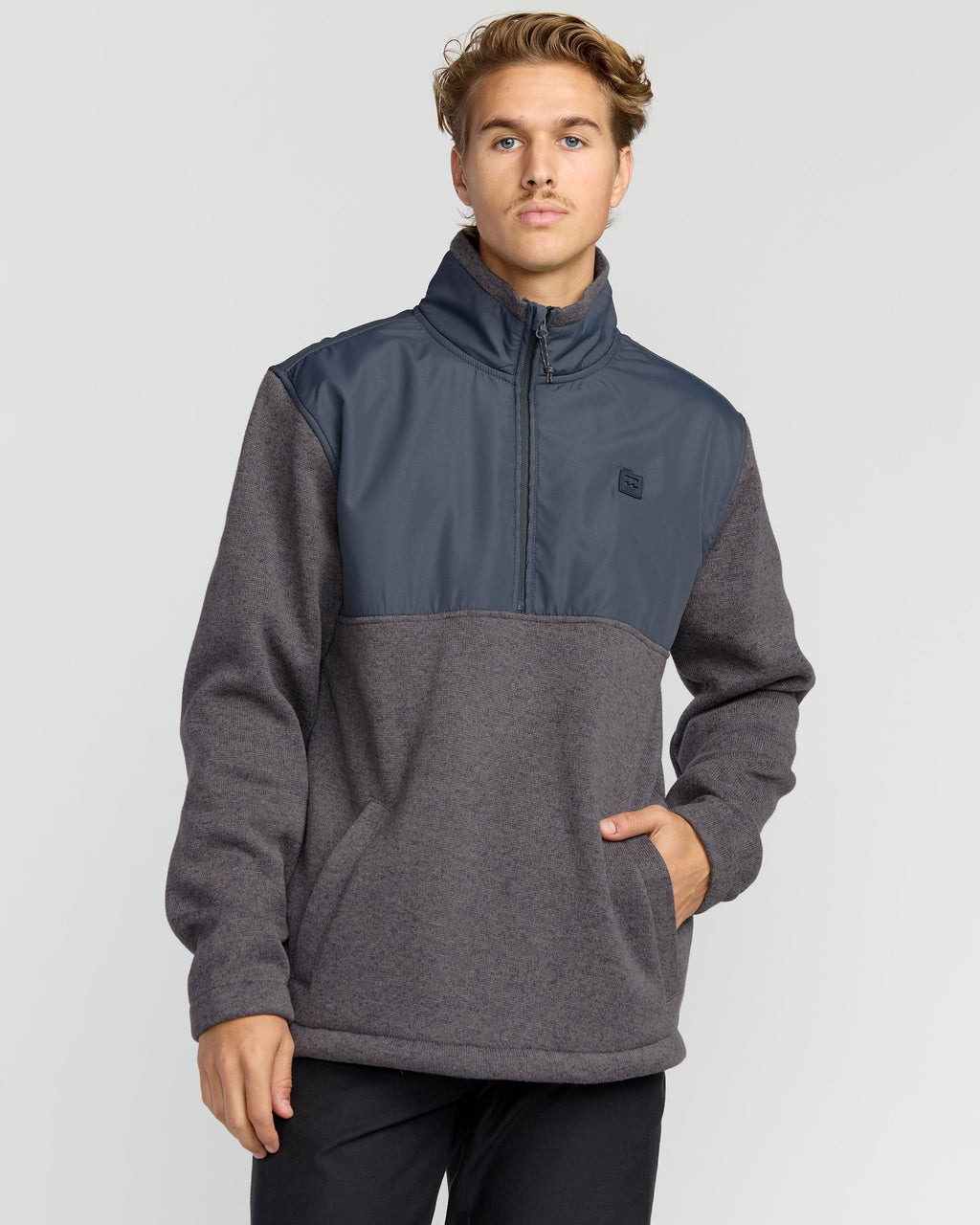 Boundary Blocked Mockneck Sweatshirt - Dusty Purple