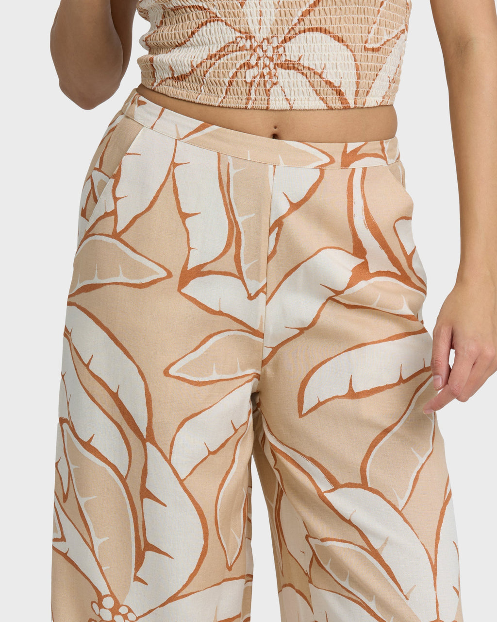 Tropic Breeze Elastic Waist Pants - Stone