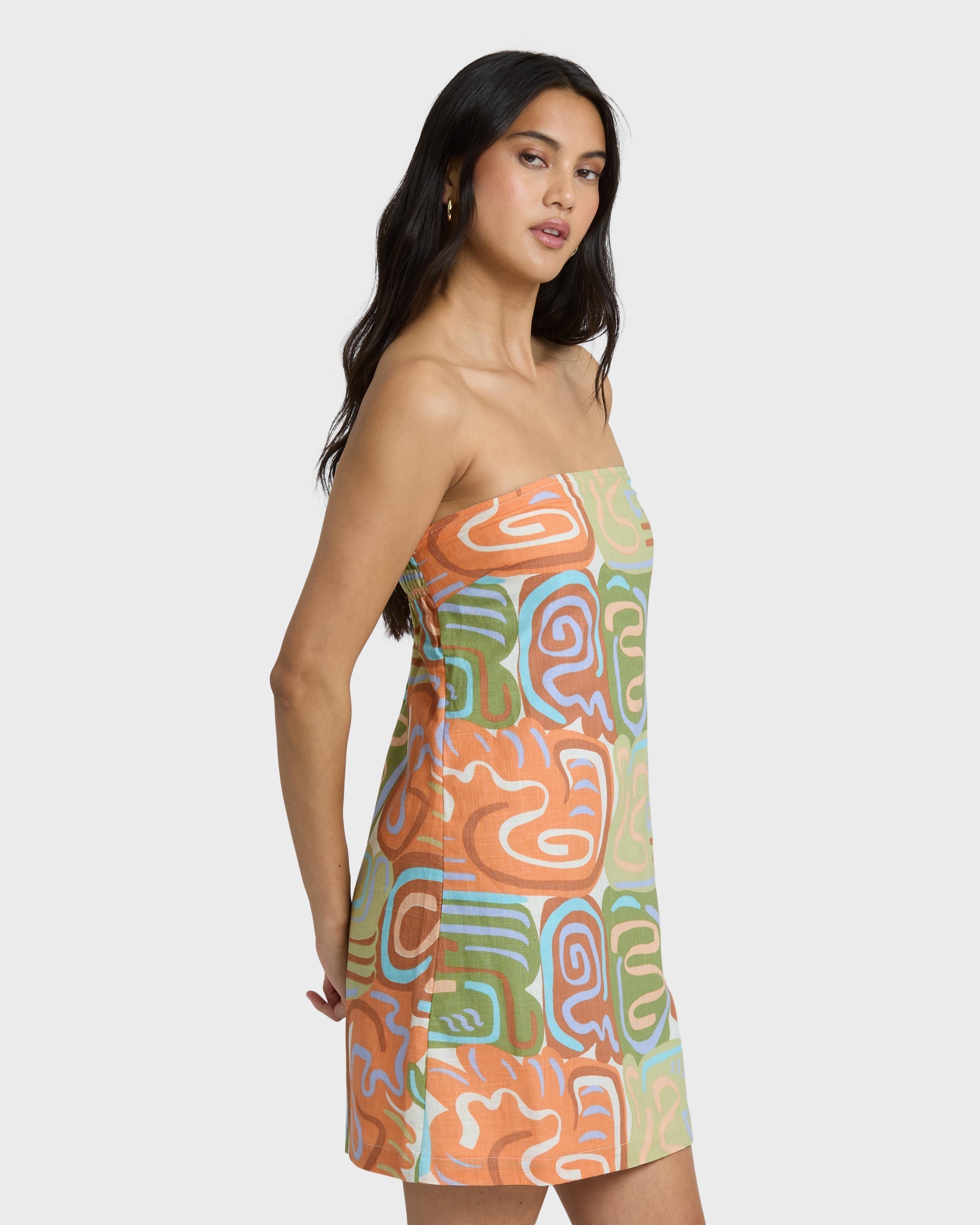 Summer Glow Mini Dress - Orange Multi