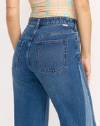 Free Fall High-Waist Denim Flare Pants - Middle Broken Blue