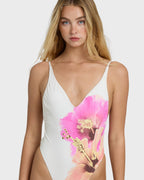 Sunny Shore Deep V One-piece Swimsuit - Salt Crystal