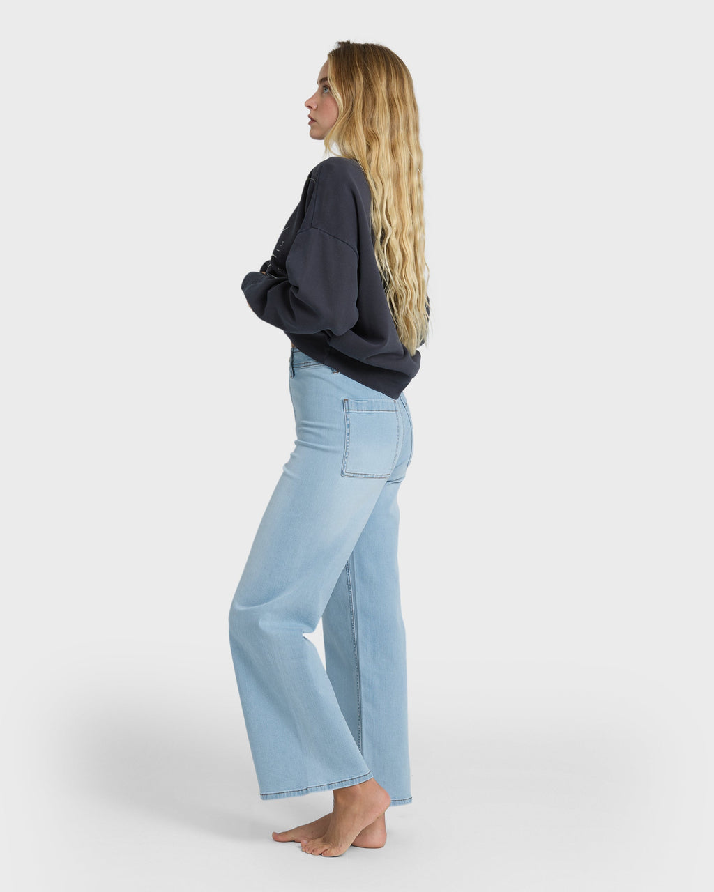 Free Fall High-Waist Denim Pants - Surf Spray