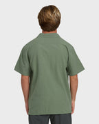 Victoria Vacay Short Sleeve Woven Shirt - Granite Green