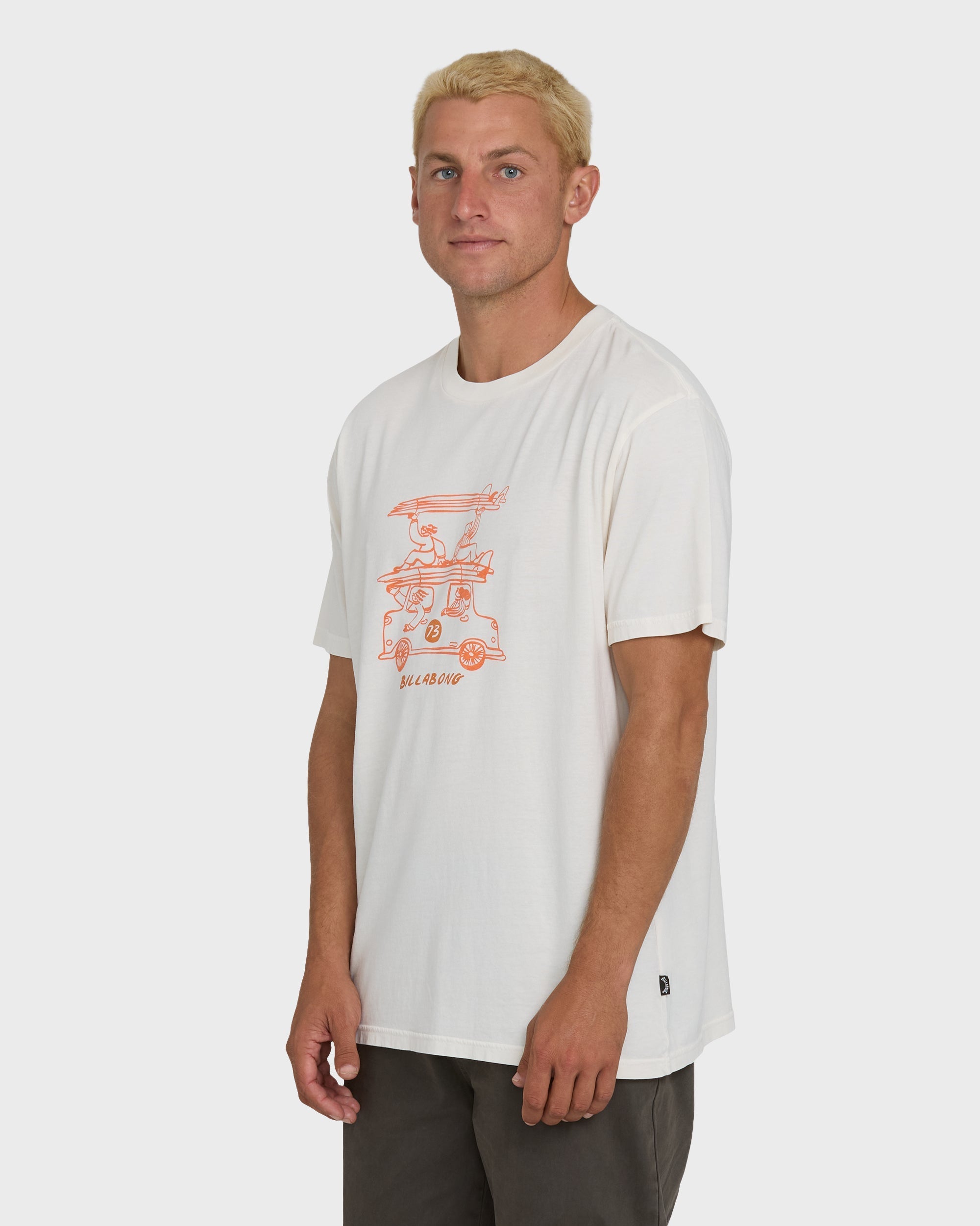 Stack Wave Washed Premium Short Sleeve Knit T-Shirt - Off White
