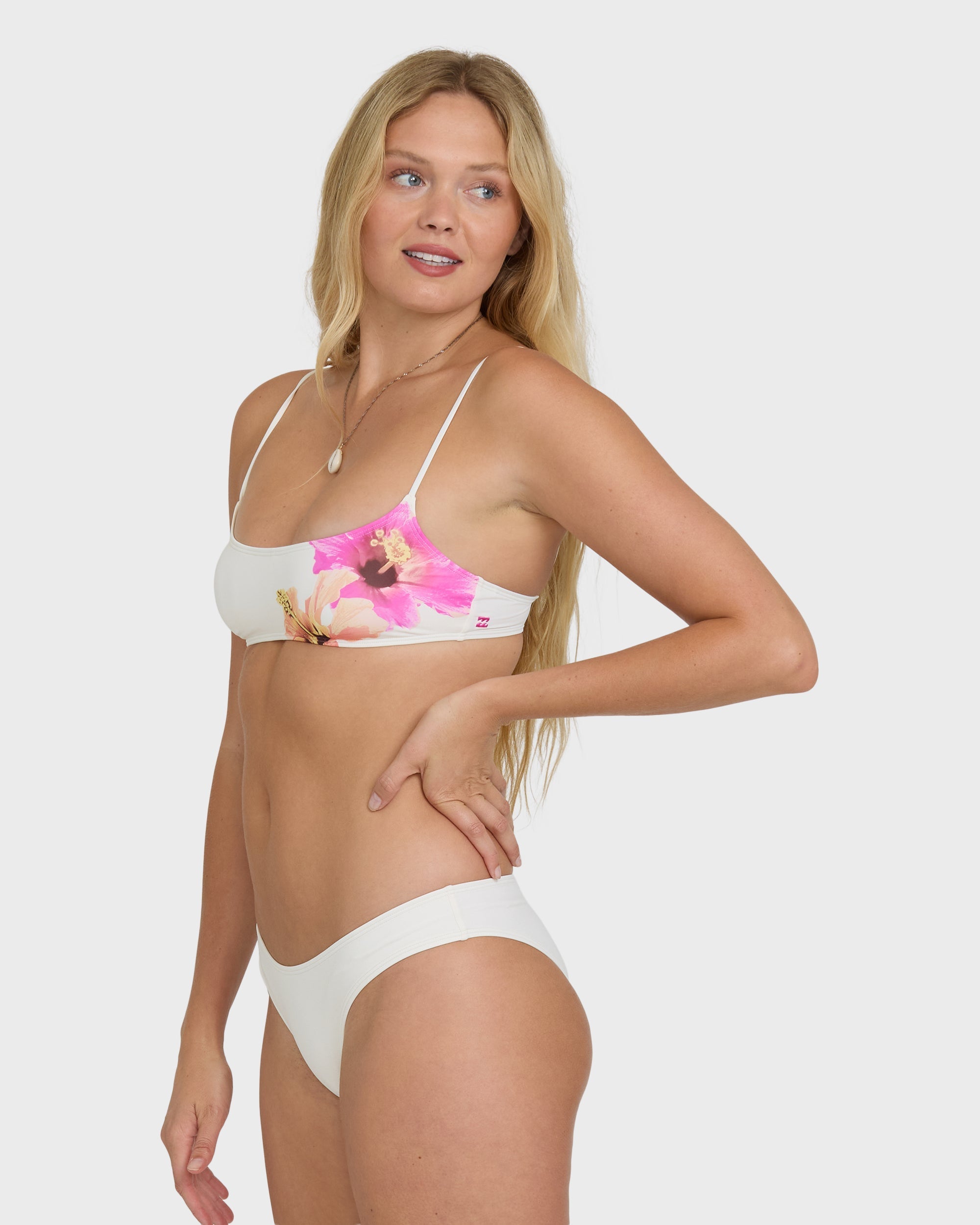 Sunny Shore Jaclyn Crop  Bralette Bikini Top - Salt Crystal