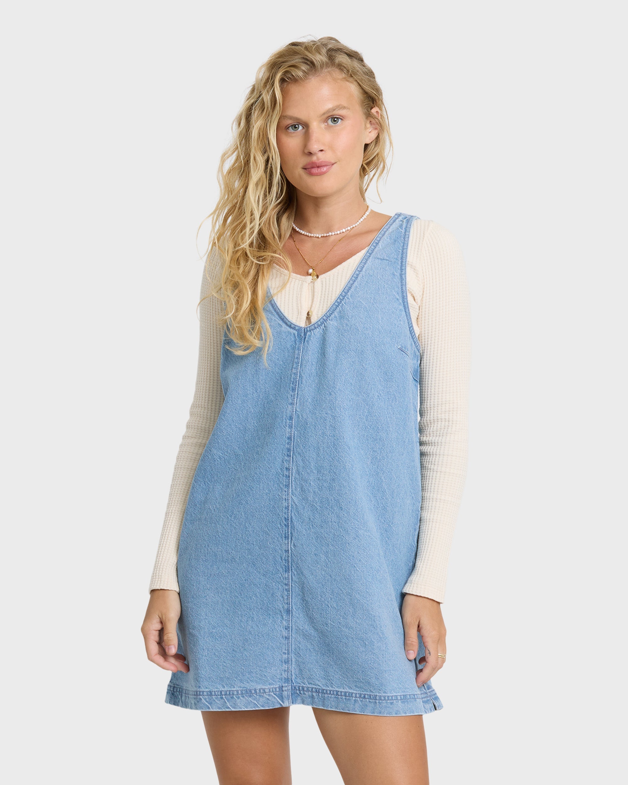 Lyla Saltwashed Mini Dress - Sea Blue